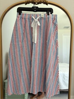 Talbots Red, Blue & White Striped Elastic-Waist Maxi Skirt